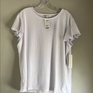 Counterparts White Short Sleeve Eyelet Top